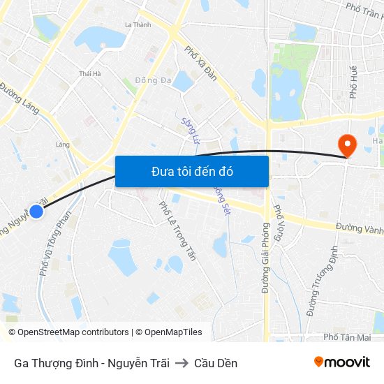 Ga Thượng Đình - Nguyễn Trãi to Cầu Dền map