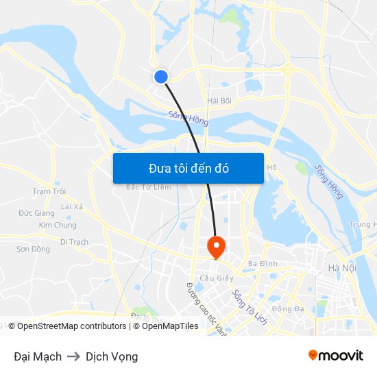 Đại Mạch to Dịch Vọng map