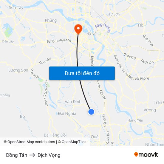 Đồng Tân to Dịch Vọng map