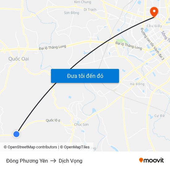 Đông Phương Yên to Dịch Vọng map