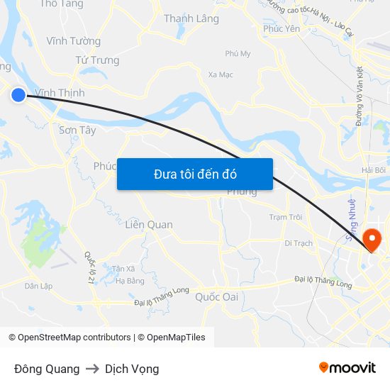 Đông Quang to Dịch Vọng map