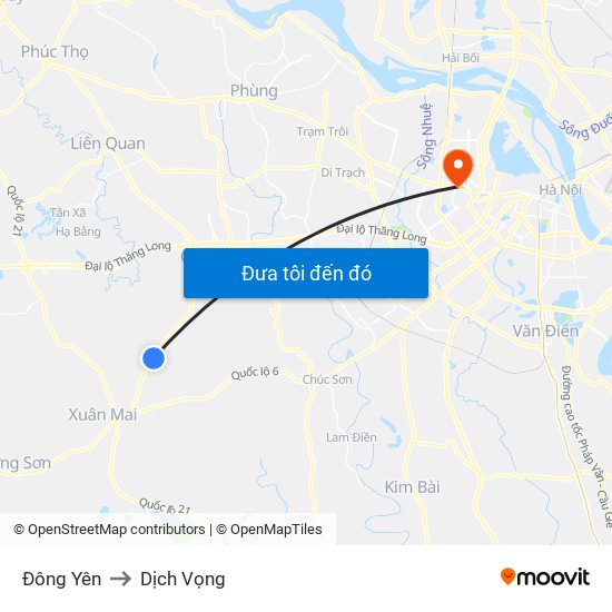 Đông Yên to Dịch Vọng map