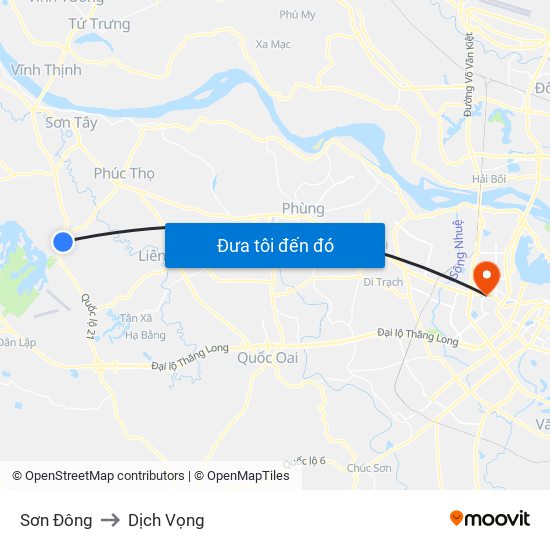 Sơn Đông to Dịch Vọng map