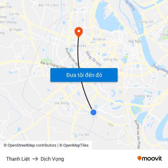Thanh Liệt to Dịch Vọng map