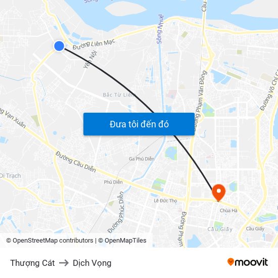 Thượng Cát to Dịch Vọng map