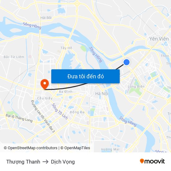 Thượng Thanh to Dịch Vọng map