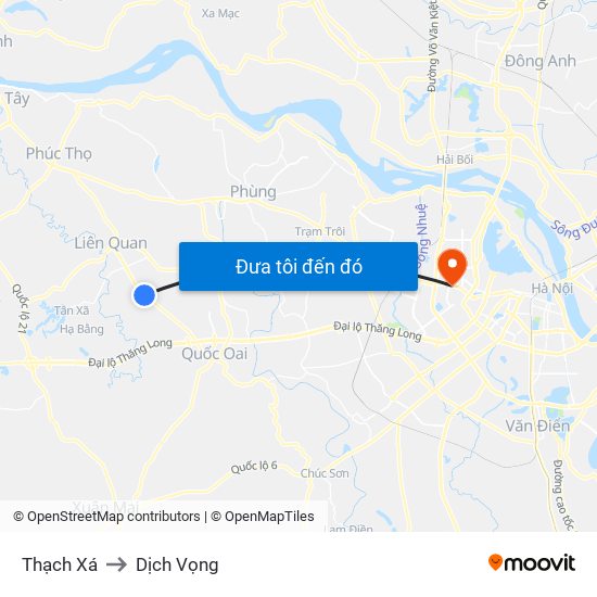 Thạch Xá to Dịch Vọng map