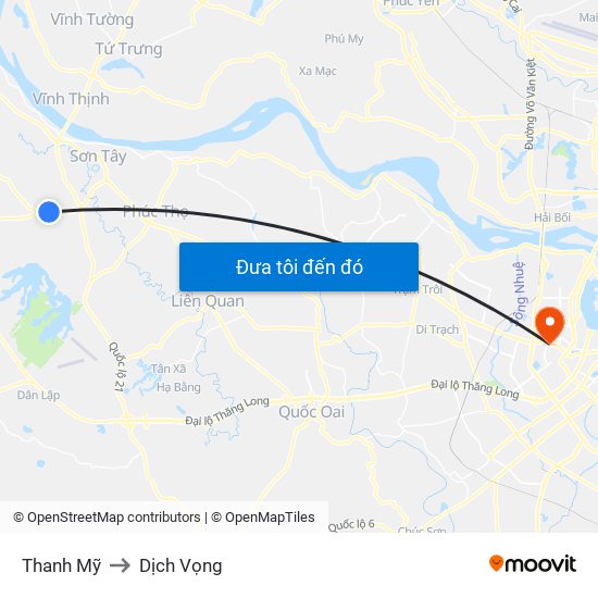 Thanh Mỹ to Dịch Vọng map