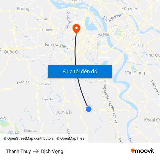 Thanh Thùy to Dịch Vọng map