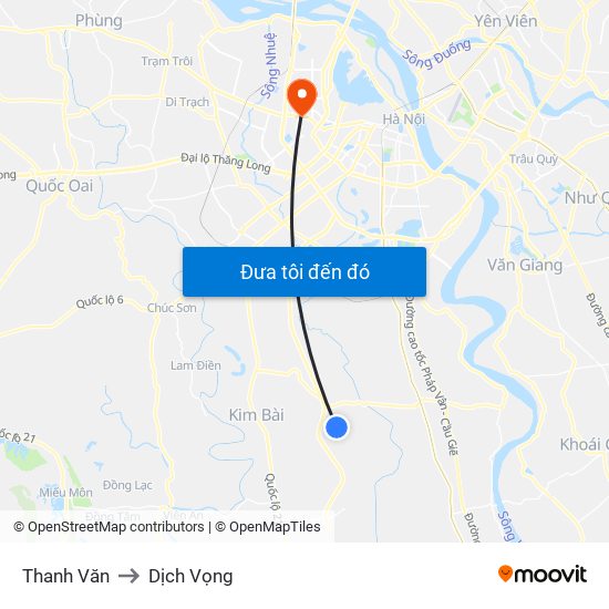 Thanh Văn to Dịch Vọng map
