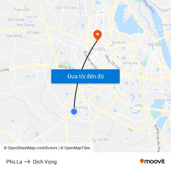 Phú La to Dịch Vọng map