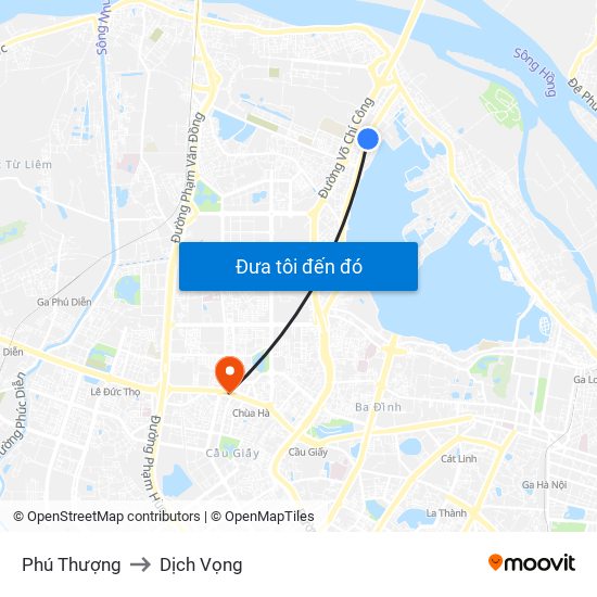 Phú Thượng to Dịch Vọng map