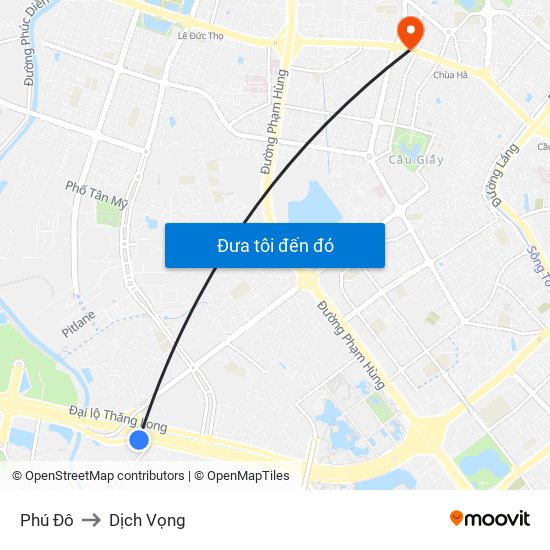 Phú Đô to Dịch Vọng map