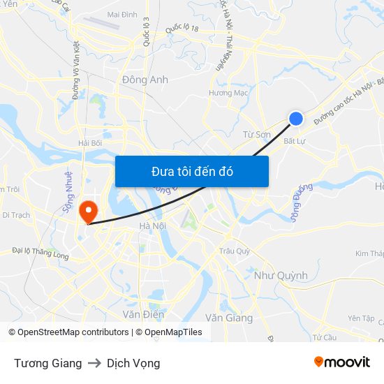 Tương Giang to Dịch Vọng map