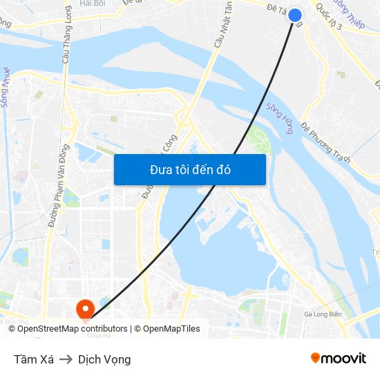 Tầm Xá to Dịch Vọng map