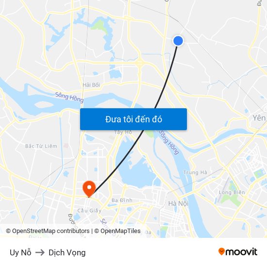 Uy Nỗ to Dịch Vọng map