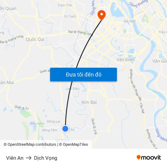Viên An to Dịch Vọng map
