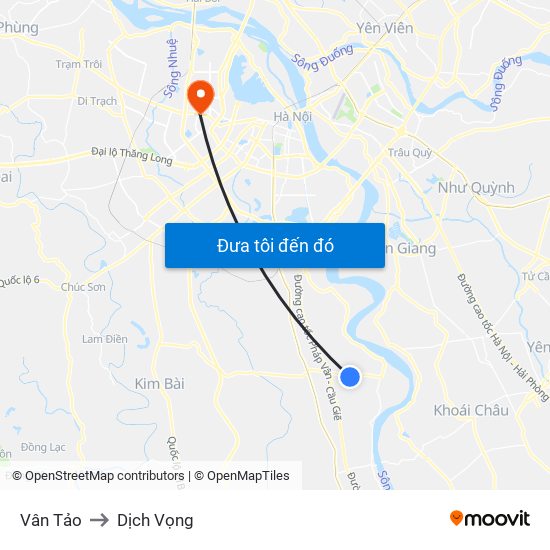 Vân Tảo to Dịch Vọng map