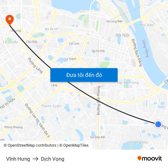 Vĩnh Hưng to Dịch Vọng map