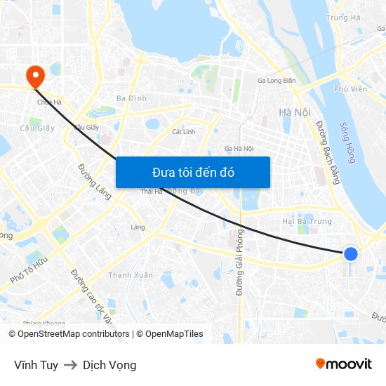 Vĩnh Tuy to Dịch Vọng map