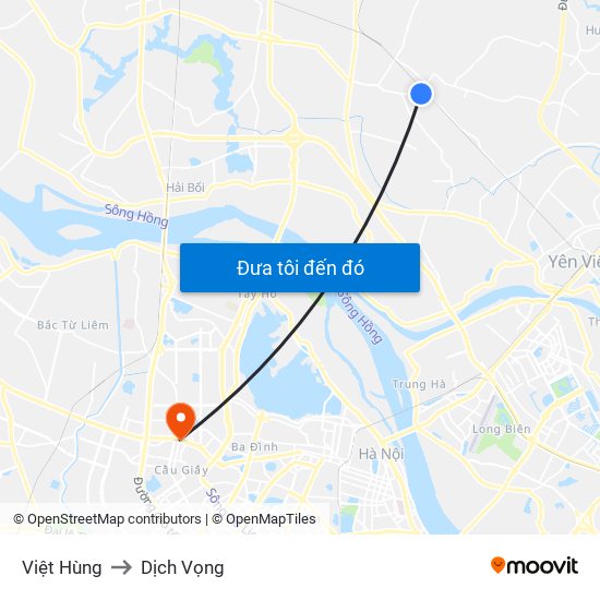 Việt Hùng to Dịch Vọng map