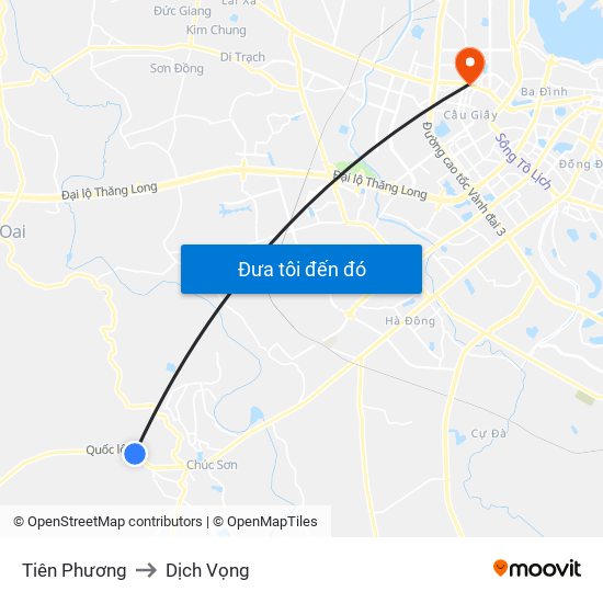 Tiên Phương to Dịch Vọng map