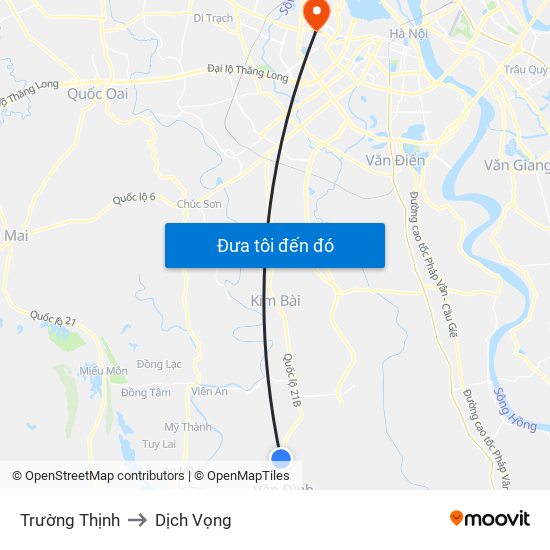 Trường Thịnh to Dịch Vọng map