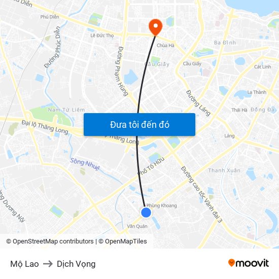 Mộ Lao to Dịch Vọng map