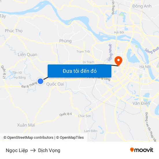 Ngọc Liệp to Dịch Vọng map