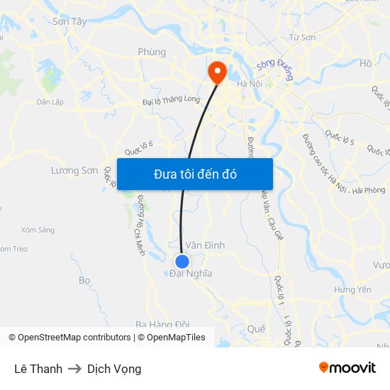 Lê Thanh to Dịch Vọng map