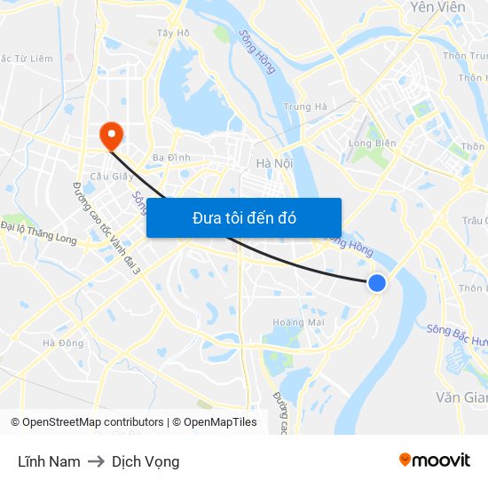 Lĩnh Nam to Dịch Vọng map