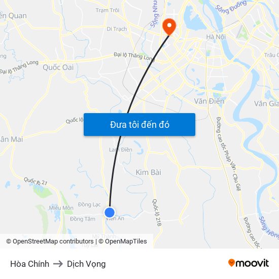 Hòa Chính to Dịch Vọng map