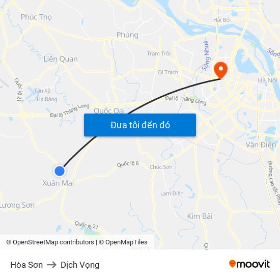 Hòa Sơn to Dịch Vọng map