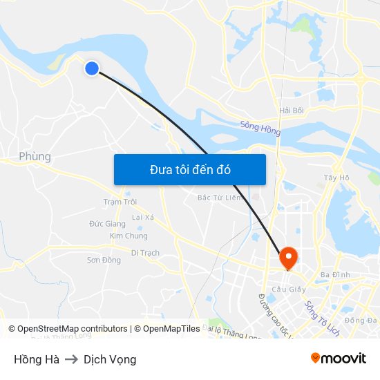 Hồng Hà to Dịch Vọng map