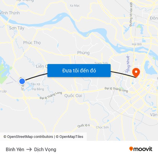 Bình Yên to Dịch Vọng map
