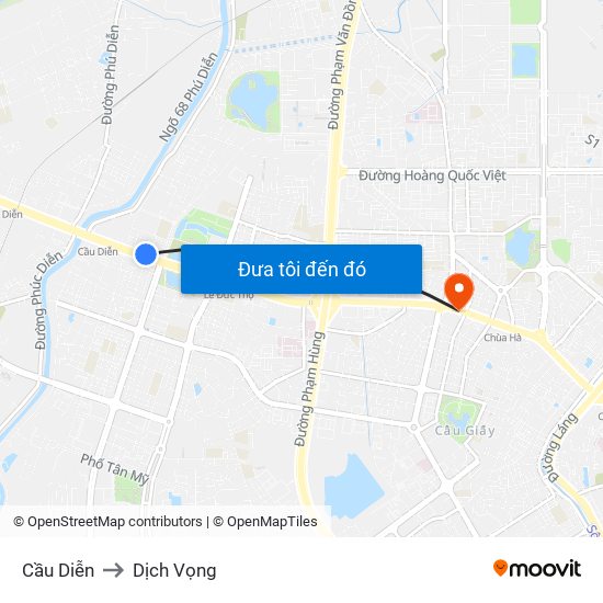 Cầu Diễn to Dịch Vọng map