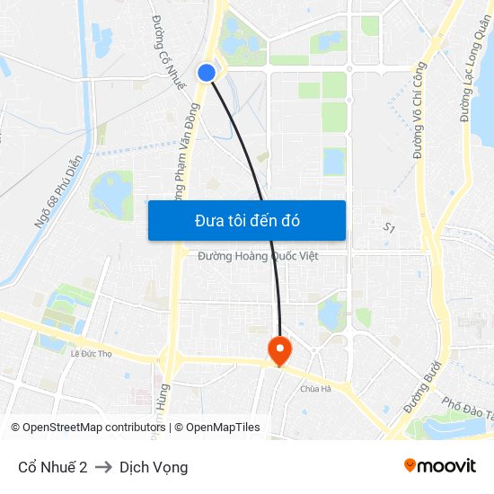 Cổ Nhuế 2 to Dịch Vọng map