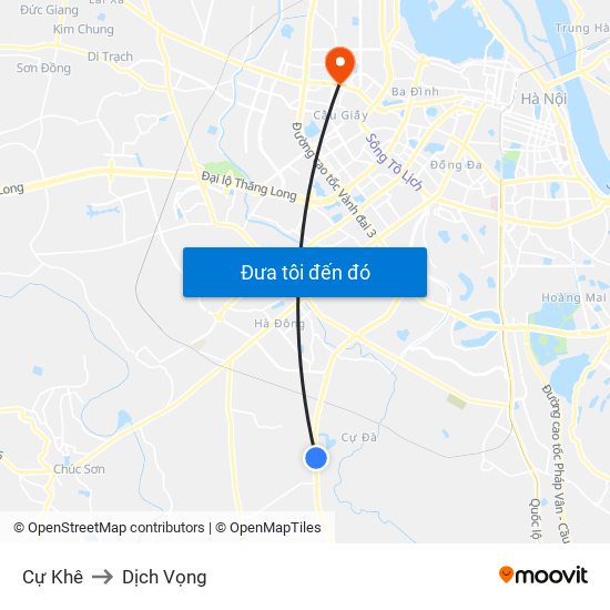 Cự Khê to Dịch Vọng map