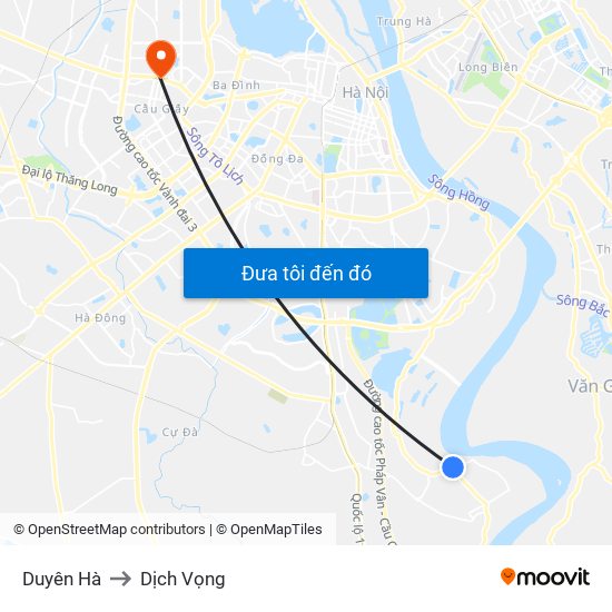 Duyên Hà to Dịch Vọng map