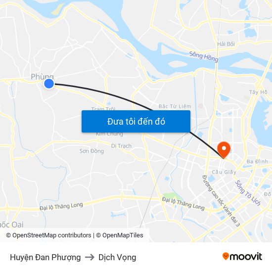 Huyện Đan Phượng to Dịch Vọng map
