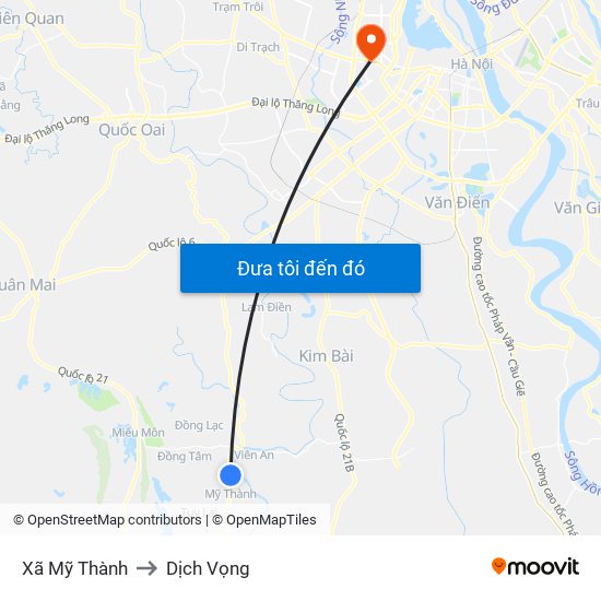 Xã Mỹ Thành to Dịch Vọng map