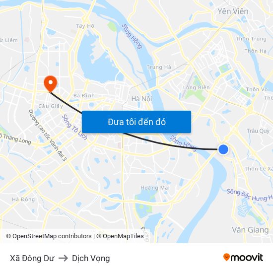 Xã Đông Dư to Dịch Vọng map