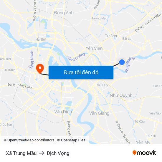 Xã Trung Mầu to Dịch Vọng map