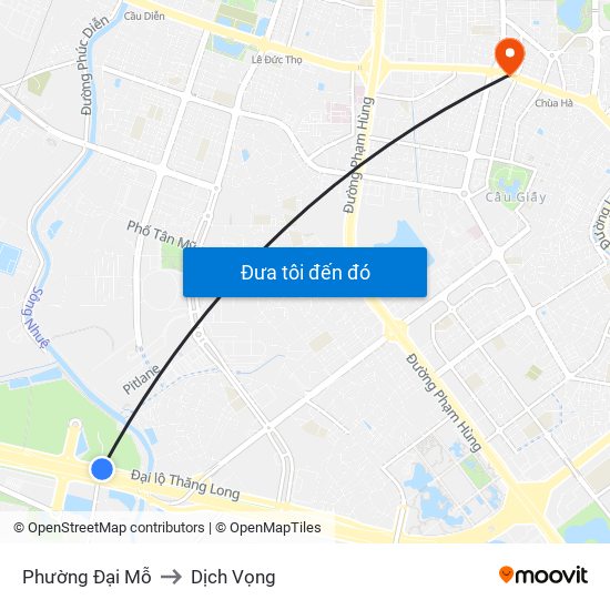 Phường Đại Mỗ to Dịch Vọng map