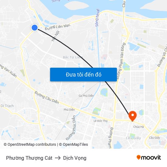 Phường Thượng Cát to Dịch Vọng map