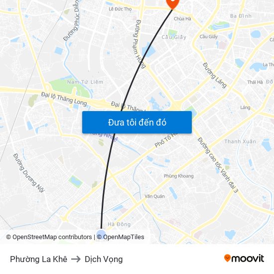 Phường La Khê to Dịch Vọng map