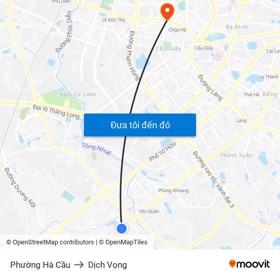 Phường Hà Cầu to Dịch Vọng map