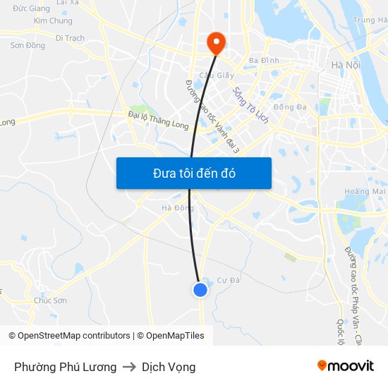 Phường Phú Lương to Dịch Vọng map