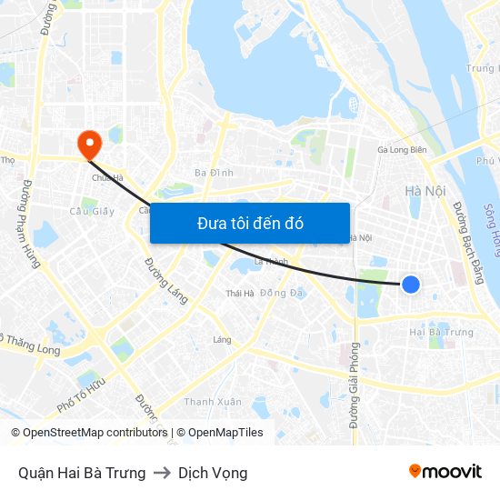 Quận Hai Bà Trưng to Dịch Vọng map