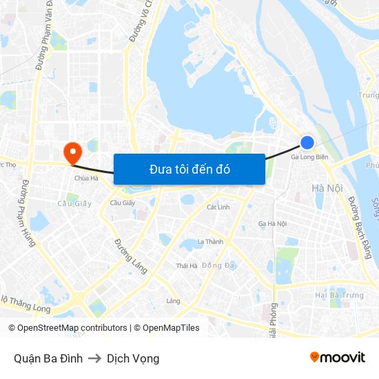 Quận Ba Đình to Dịch Vọng map